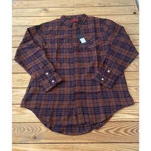 NWT Killion Plaid Button Up Shirt Size Large Men’s Brown